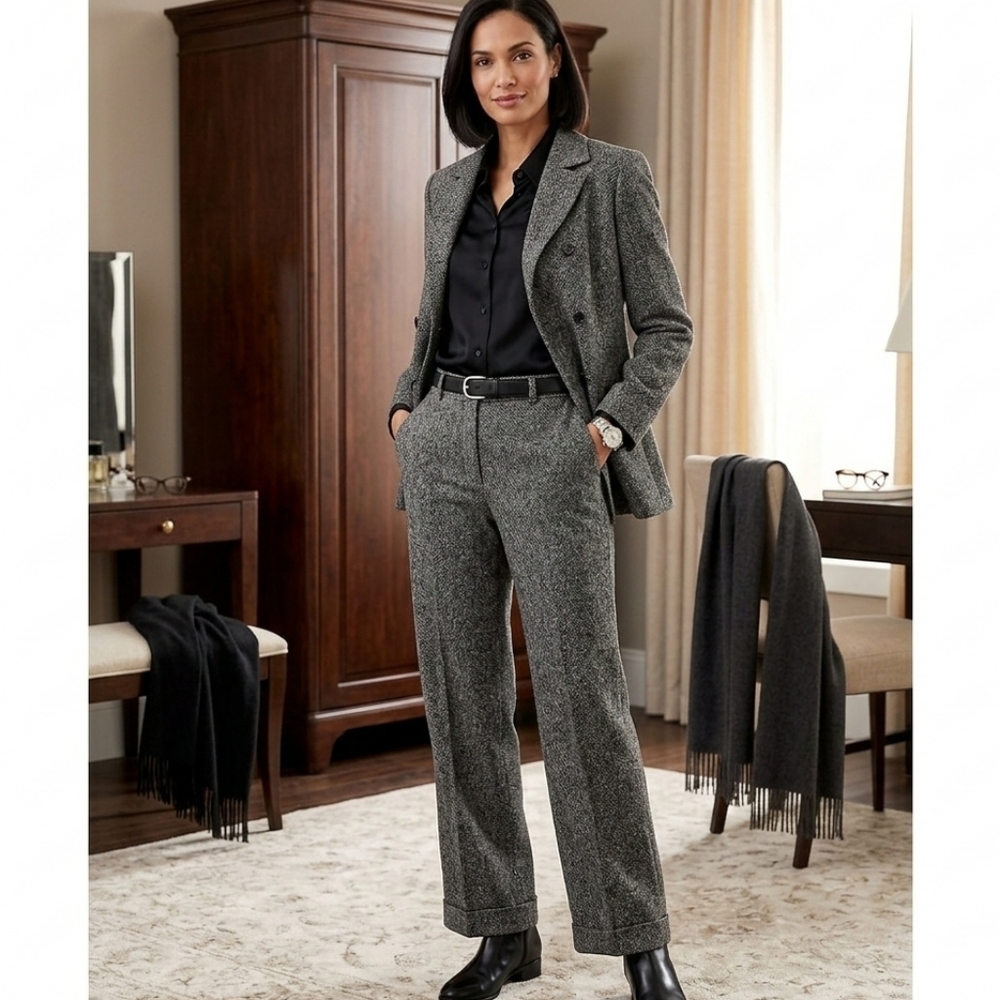 Preview Collections 2 Piece Wool fully Lined Suit, 4P Jacket Buttons both sides